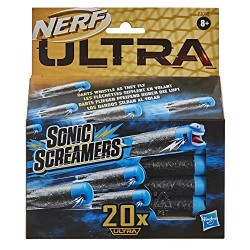 Hasbro - Nerf Confezione ricarica Sonic Screamers da 20, dardi che fischiano quando volano, compatibile solo con i blaster Nerf 