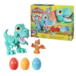 Hasbro - Play-Doh Dino Crew - Il T-Rex Mangione, dinosauro giocattolo con suoni da dinosauro e 3 uova Play-Doh, per bambini dai 