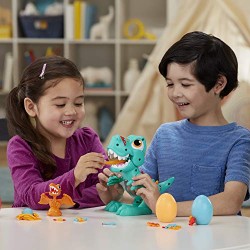 Hasbro - Play-Doh Dino Crew - Il T-Rex Mangione, dinosauro giocattolo con suoni da dinosauro e 3 uova Play-Doh, per bambini dai 