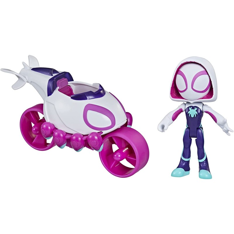 Hasbro - Spidey e i Suoi Fantastici Amici - Ghost-Spider e Copter-Cycle, Action Figure e Veicolo, per Bambini dai 3 Anni in su