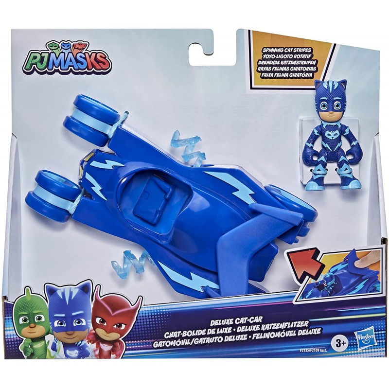 Hasbro - PJ Masks - Super pigiamini, Veicolo Deluxe di Gattoboy, Gatto-mobile giocattolo con personaggio di Gattoboy, per bambin