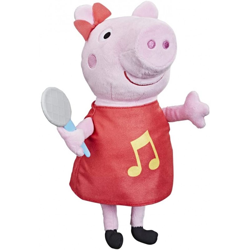 Hasbro - Peppa Pig - Canta con Peppa, peluche che canta, con abito rosso scintillante e fiocco, età 3+, F21875I0