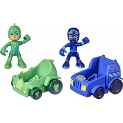 Hasbro - PJ Masks - Super pigiamini, Geco vs Ninja della notte, macchine da corsa giocattolo per età prescolare, set con 2 veico