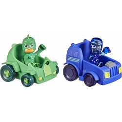 Hasbro - PJ Masks - Super pigiamini, Geco vs Ninja della notte, macchine da corsa giocattolo per età prescolare, set con 2 veico