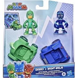 Hasbro - PJ Masks - Super pigiamini, Geco vs Ninja della notte, macchine da corsa giocattolo per età prescolare, set con 2 veico