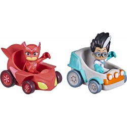 Hasbro - PJ Masks - Super pigiamini, Gufetta vs Romeo, macchine da corsa giocattolo per età prescolare, set con 2 veicoli e 2 pe