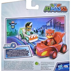 Hasbro - PJ Masks - Super pigiamini, Gufetta vs Romeo, macchine da corsa giocattolo per età prescolare, set con 2 veicoli e 2 pe