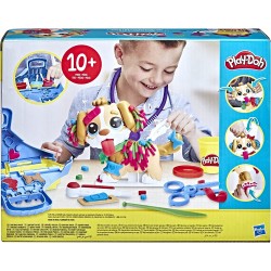Hasbro - Play-Doh - Set da Veterinario, playset con Cane Giocattolo, trasportino, 10 Strumenti, 5 Colori, F36395L00