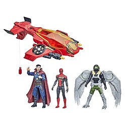 Hasbro - Spider-Man, Spider Escape Jet, Spider-Man, Doctor Strange e il personaggio L Avvoltoio in scala da 15 cm, F44345L0