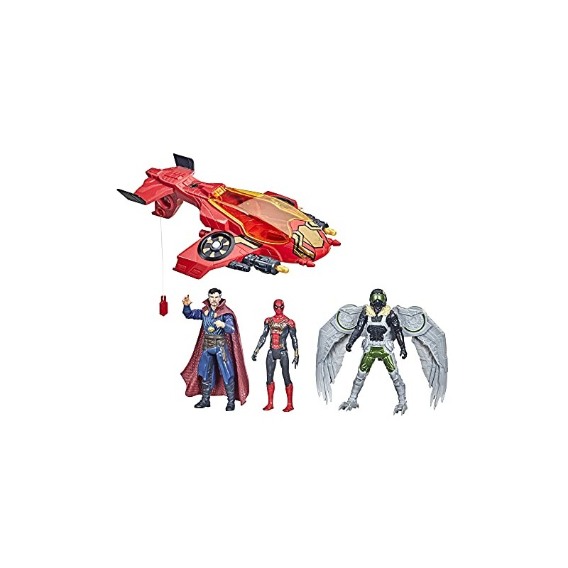 Hasbro - Spider-Man, Spider Escape Jet, Spider-Man, Doctor Strange e il personaggio L Avvoltoio in scala da 15 cm, F44345L0