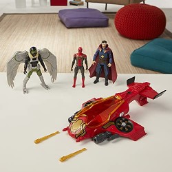 Hasbro - Spider-Man, Spider Escape Jet, Spider-Man, Doctor Strange e il personaggio L Avvoltoio in scala da 15 cm, F44345L0