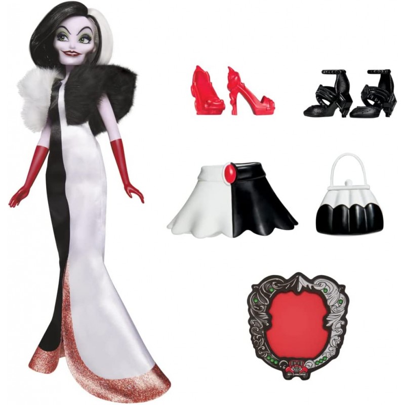 Hasbro - Disney Princess Villains - Crudelia De Mon, Fashion Doll con Accessori e Vestiti Rimovibili, F45635X21