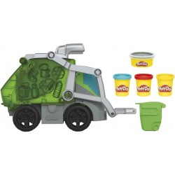Hasbro - Play-Doh - Wheels, Che bello scaricare, camion dei rifiuti 2 in 1 con rifiuti di pasta modellabile e 3 vasetti, F51735L