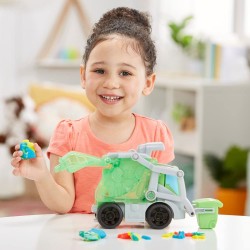 Hasbro - Play-Doh - Wheels, Che bello scaricare, camion dei rifiuti 2 in 1 con rifiuti di pasta modellabile e 3 vasetti, F51735L