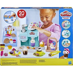 Hasbro - Play-Doh, Kitchen Creations, La Caffetteria Super Colorata, playset con 20 accessori e 8 vasetti di pasta modellabile -