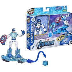 Hasbro - Marvel Avengers Bend And Flex Missions, Capitan America Ice Mission, Action Figure Pieghevole in Scala da 15 cm, F58685