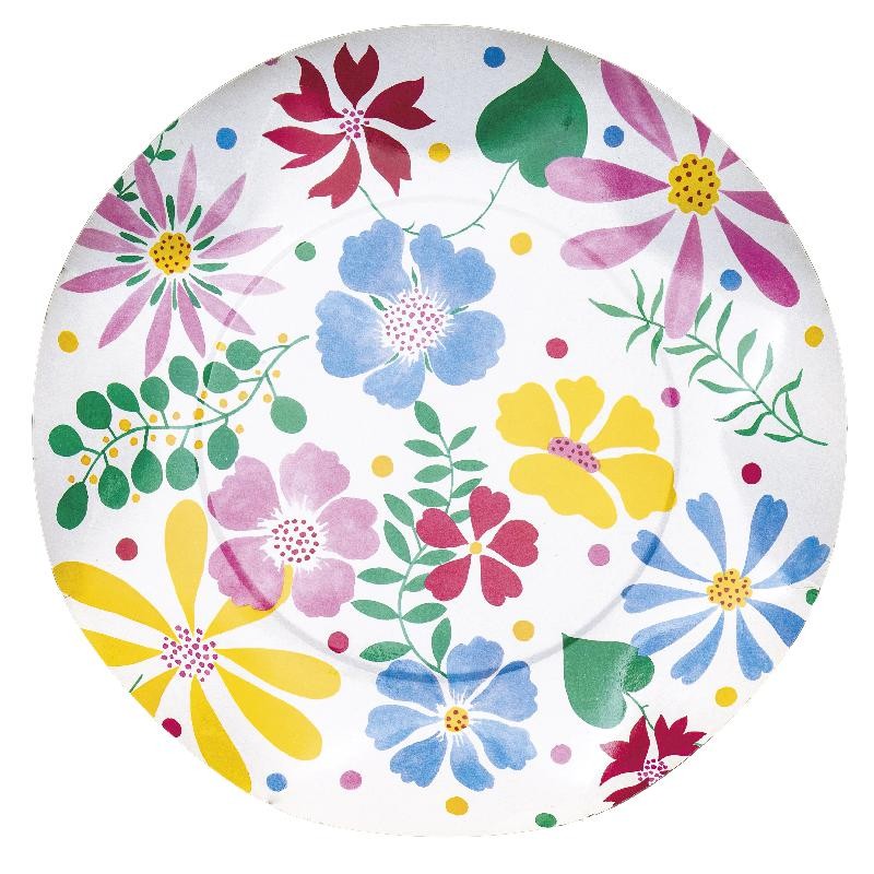 Piatti Piani plastificati per alimenti Twenty - Flowers - 8 pz - Ø cm 26, FLOWERS1T