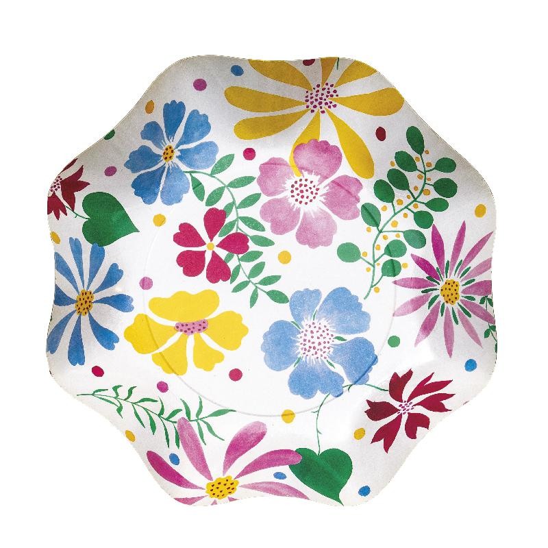 Piatti Fondi plastificati per alimenti Twenty - Flowers - 8 pz - Ø cm 24, FLOWERS2T