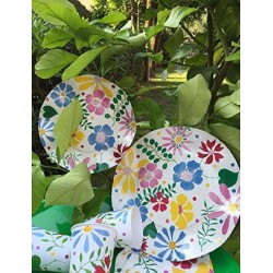 Piatti Fondi plastificati per alimenti Twenty - Flowers - 8 pz - Ø cm 24, FLOWERS2T