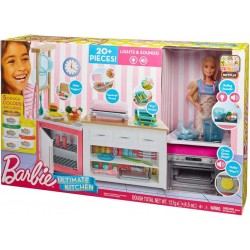 Barbie - Cucina da Sogno con Bambola, 5 Aree di Gioco, Pasta Modellabile, Luci e Suoni