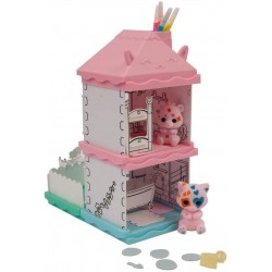 Grandi Giochi - Fuzzikins I Colora Cuccioli CASETTE, Casa Dolce Casa, cuccioli da colorare, lavare e ricolorare - FUZ00001