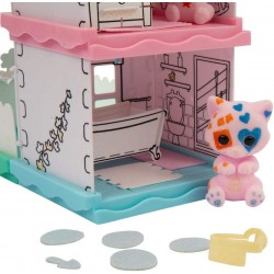 Grandi Giochi - Fuzzikins I Colora Cuccioli CASETTE, Casa Dolce Casa, cuccioli da colorare, lavare e ricolorare - FUZ00001