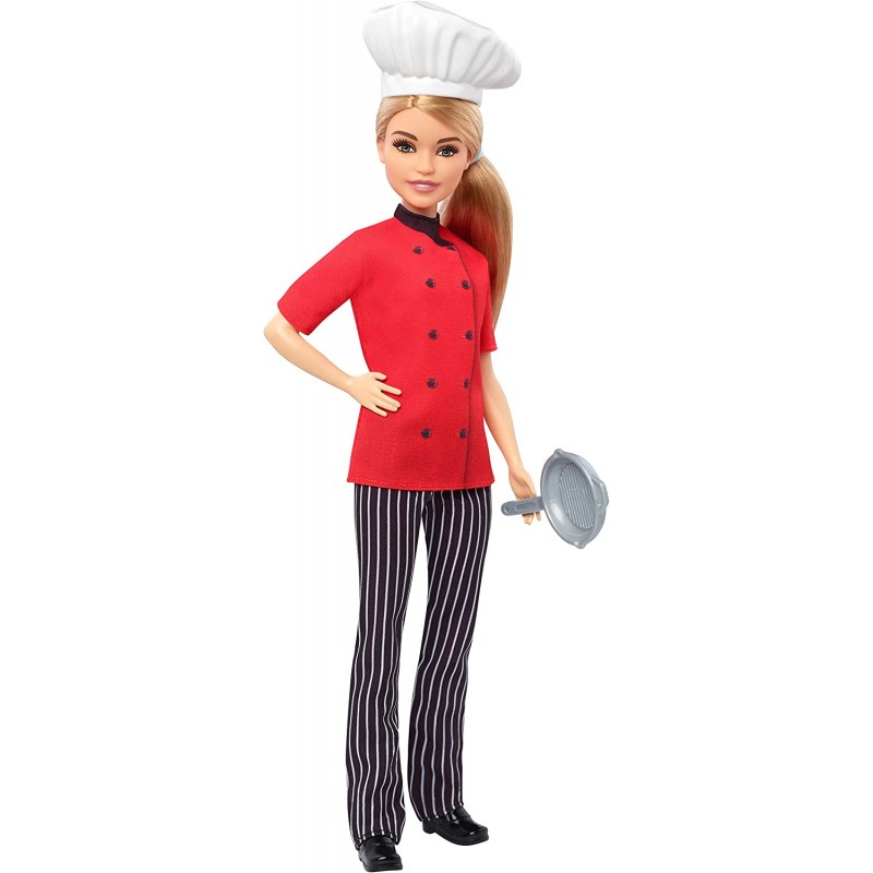 Barbie - Carriere Chef con Padella Bambola Cappello da Cuoco e Capelli Biondi, FXN99