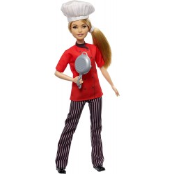 Barbie - Carriere Chef con Padella Bambola Cappello da Cuoco e Capelli Biondi, FXN99