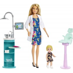 Barbie- Carriere Dentista Playset con Due Bambole, Sedia Operatoria e Accessori, FXP16