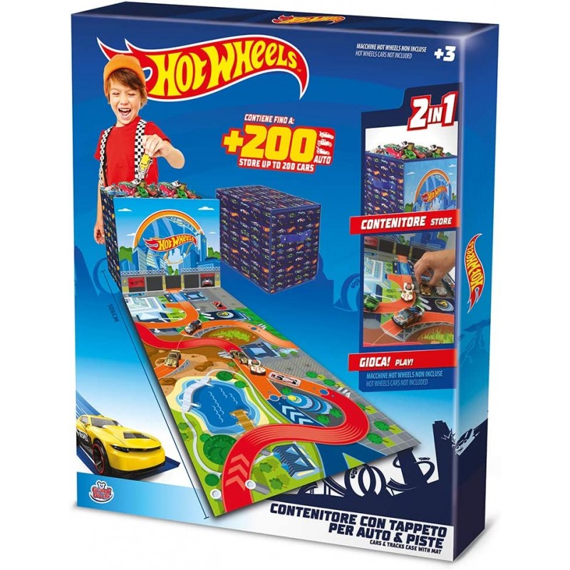 Grandi Giochi GG00681, Hot Wheels Contenitore per Auto con Tappeto