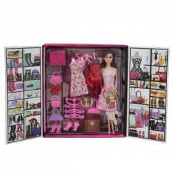 PRINCY BELLA - Fashion Girl Doll con Armadio 3 Vestitini e Accessori
