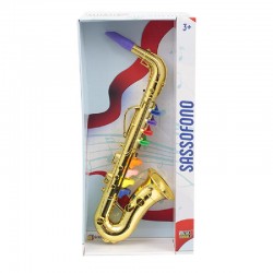 Music Mania - sassofono metallizzato colore oro con pulsanti colorati, età 3+, GGI210089