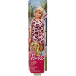 Barbie- Bambola Bionda con Abito Rosa con Cuoricini e Scarpe - GHW45