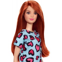 Barbie- Bambola con Capelli Rossi, Vestitino Decorato con Cuoricini e Sneakers GHW48