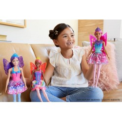Barbie Dreamtopia, Bambola Fatina con Capelli e Ali Viola, GJK00