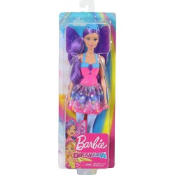 Barbie Dreamtopia, Bambola Fatina con Capelli e Ali Viola, GJK00