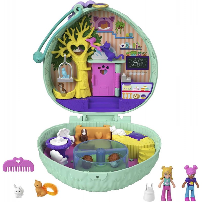 Polly Pocket Cofanetto ​Caffetteria del Porcospino, con 2 Micro Bambole, Animaletti e Accessori GTN15