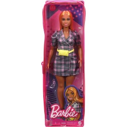 Barbie Fashionistas Bambola con Vestitino alla Moda e Borsetta Gialla, GRB53