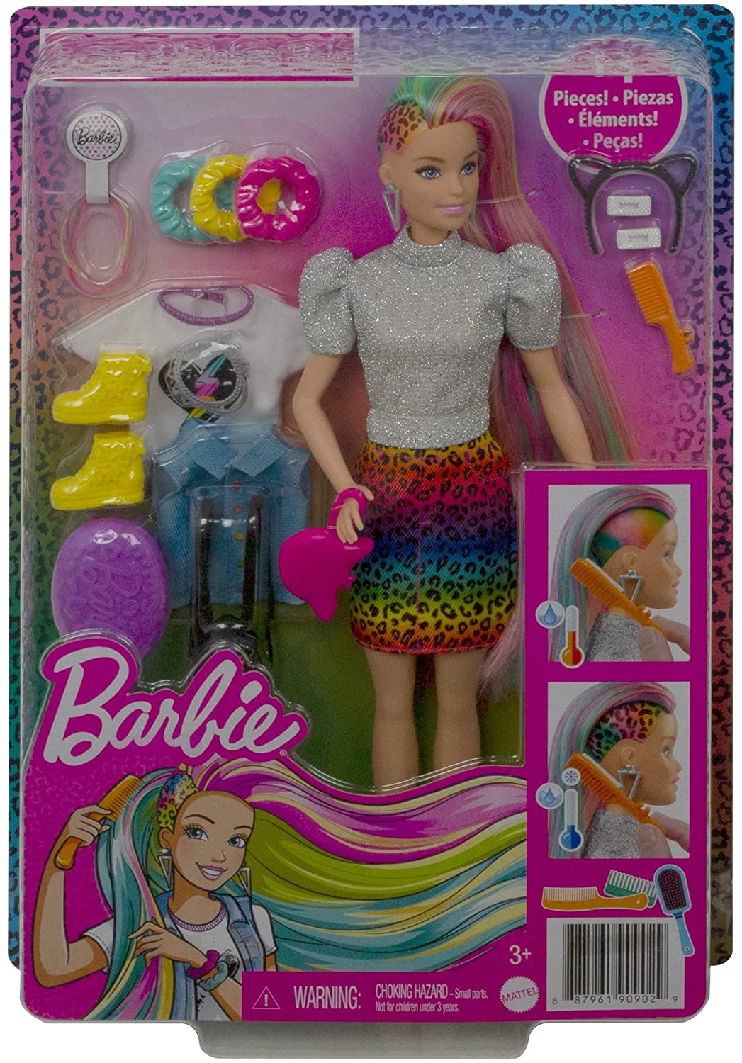 Barbie Fashioniste Con Capelli Biondi E Abito Con Stampa Di Frutta, Maniche  Arruffate, Tacchi Con Plateau Arancioni E Bambola Con Occhiali Rosa  Multicolor