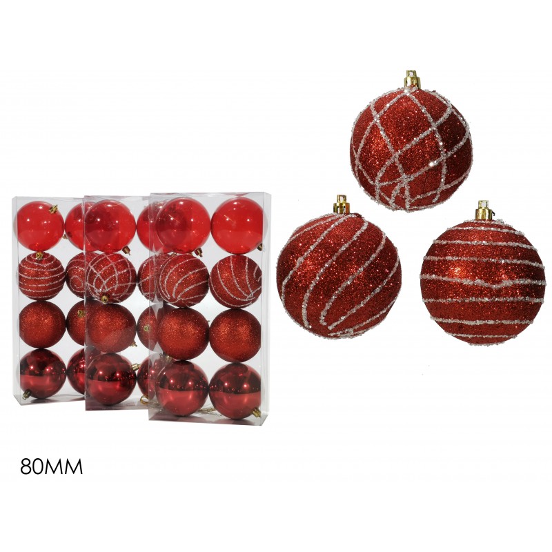 SET 8 PALLE 80mm COLORE ROSSO 3 SOGGETTI ASSORTITI SET 8 PALLE 80mm COLORE ROSSO 3 SOGGETTI ASSORTITI