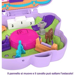 Polly Pocket Cofanetto Maneggio dei cavalli con 2 Micro Bambole, Cavalli e Accessori, GTN14