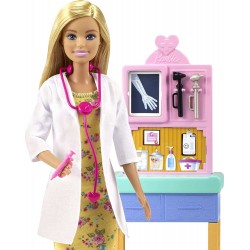 Barbie Carriere Playset Pediatra con Bambola Bionda, Neonato, Camice e Accessori, GTN51