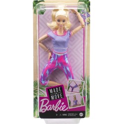 Barbie - ​Bambola Bionda Snodata con 22 Articolazioni Flessibili e Abbigliamento Sportivo, Made To Move bionda, GXF04