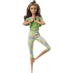 Barbie - Bambola Giocattolo per Bambini, snodata Made To Move castana, GXF05