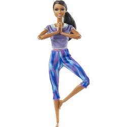 Barbie - Bambola Snodata con 22 Articolazioni Flessibili e Coda Castana Riccia, snodata Made To Move mora, GXF06