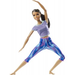 Barbie - Bambola Snodata con 22 Articolazioni Flessibili e Coda Castana Riccia, snodata Made To Move mora, GXF06