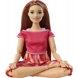 Barbie - Bambola Snodata Curvy, con 22 Articolazioni Flessibili e Capelli Lunghi Rossi, Made To Move rossa, GXF07