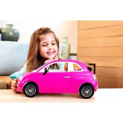 Mattel - Barbie - Bambola e Fiat 500, Veicolo Rosa a 4 Posti con Accessori, Giocattolo per Bambini 3+Anni, GXR57