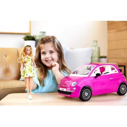 Mattel - Barbie - Bambola e Fiat 500, Veicolo Rosa a 4 Posti con Accessori, Giocattolo per Bambini 3+Anni, GXR57