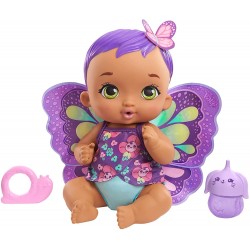 Mattel - My Garden Baby- Bambola Junior Farfalla Viola al Profumo di Gelsomino con Biberon a Forma di Coniglietto, Pannolino, Al